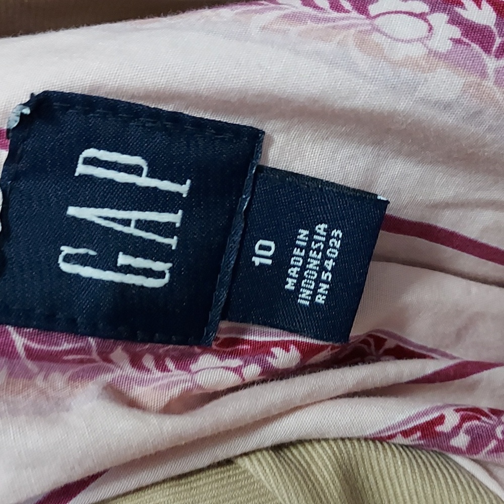 GAP Khaki Button Closure multi Pocket Utility Jacket Structured Shoulders Sz 10 - Picture 8 of 9